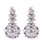 ( white)exaggerating arring occidental style fashion personality brief geometry ear stud fully-jewelled diamond earrings
