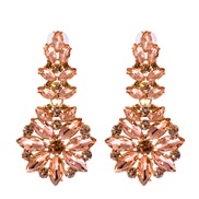 ( Pink)exaggerating arring occidental style fashion personality brief geometry ear stud fully-jewelled diamond earrings 
