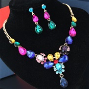 occidental style fashion  Metal bright luxurious flowers drop  bride accessories concise short style necklace ear stud