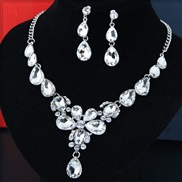 occidental style fashion  Metal bright luxurious flowers drop  bride accessories concise short style necklace ear stud