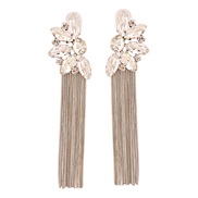 ( white)ins wind occidental style Korean style diamond ear stud half flowers tassel earrings lady occidental style Stree