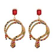 ( red)occidental style ear stud personality embed fully-jewelled long snake ear stud trend lady ear stud