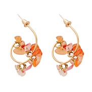 ( orange)super stone flowers geometry earrings ear stud woman retro petal arring Korea