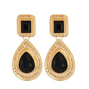 ( black)Alloy mosaic gem occidental style wind earring retro temperament drop earrings