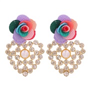 ( Color)occidental style wind arring geometry heart-shaped embed Rhinestone bud flowers ear stud earrings Korean style
