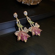 ( Silver needle Gold)silver Korean style diamond tulip flowers earrings earring temperament Earring woman