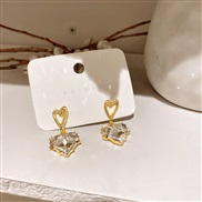 ( Silver needle Gold)silver Korea big zircon love earrings earring temperament Earring woman