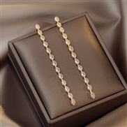 ( Silver needle Gold)silver Korea fashion brief personality earrings zircon tassel earring temperament Earring
