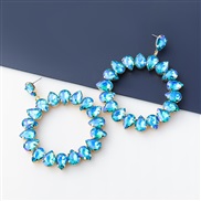 ( blue)fashion colorful diamond series multilayer drop glass diamond diamond Round earrings woman occidental style exagg