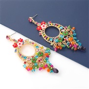 ( Color)spring Alloy diamond Acrylic tassel flowers earrings woman wind occidental style arring