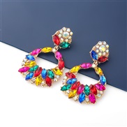 ( Color)occidental style exaggerating fashion Alloy diamond Rhinestone geometry earring earrings woman temperament arrin