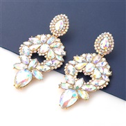 (AB color)occidental style trend exaggerating Alloy diamond glass diamond Rhinestone flowers earrings woman retro temper