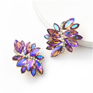 (purple)fashion colorful diamond series Alloy diamond glass diamond flowers earrings woman occidental style ear studearr