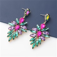 ( Green color)fashion colorful diamond series Alloy diamond Rhinestone glass diamond flowers earring occidental style ea