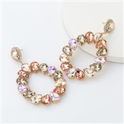 ( Gold)fashion colorful diamond series Alloy diamond drop glass diamond geometry earrings woman occidental style exagger