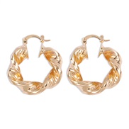 ( Gold)occidental style Irregular buckle woman  geometry creative twisted retro Earring Metal textured temperament earri