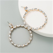 ( white)occidental style wind fashion exaggerating hollow circle embed color Rhinestone earrings earring Korean style su