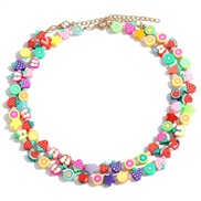 Korean style retro color ethnic style Double layer necklace candy colors watermelon fruits handmade chain gift wom