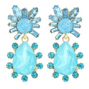( light blue )occidental style exaggerating woman earrings Alloy ear stud mosaic Acrylic gem drop arring women personali