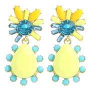 ( yellow)occidental style exaggerating woman earrings Alloy ear stud mosaic Acrylic gem drop arring women personality