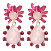 ( Pink)occidental style exaggerating woman earrings Alloy ear stud mosaic Acrylic gem drop arring women personality