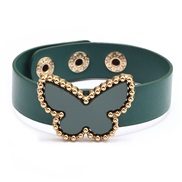( green) Korean studentPU leather  Alloy butterfly Acrylic all-Purpose bracelet buckle