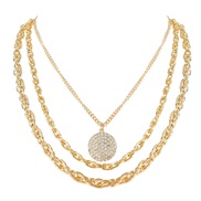 ( Gold)occidental style ecklace  brief Alloy diamond pendant multilayer necklace woman