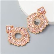 ( Pink)ins Alloy diamond Rhinestone colorful diamond geometry flowers earrings woman occidental style arringearrings