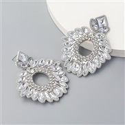 ( Silver)ins Alloy diamond Rhinestone colorful diamond geometry flowers earrings woman occidental style arringearrings