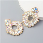 (AB color)ins Alloy diamond Rhinestone colorful diamond geometry flowers earrings woman occidental style arringearrings