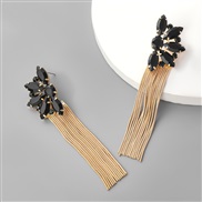 ( black)ins wind Alloy diamond flowers long style tassel earrings woman occidental style exaggerating super arringearrin
