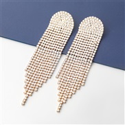 ( Gold)super claw chain series geometry Alloy diamond Rhinestone long style tassel earrings woman occidental style exagg