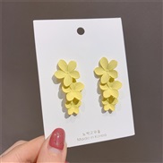 ( Silver needle yellow)silver Korea personality creative flowers earrings sweet earring temperament Earring woman