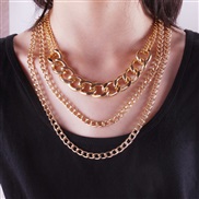 ( Gold)occidental style  retro wind Word chain woman  exaggerating geometry set necklace