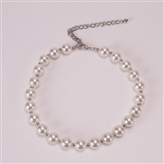 ( Silver Pearl )occidental style  brief imitate Pearl geometry set necklace  personality mash up beads clavicle chain