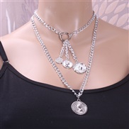 ( Silver) beauty head pendant clavicle chain woman fashion fashion retro Alloy multilayer pendant necklace