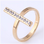 Korea fashion vertical concise diamond stainless steel concise temperament ring