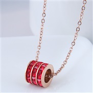 fine Korean style fashion concise circle zircon samll titanium steel personality woman necklace