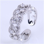 Korean style fashion bronze embed zircon concise personality opening ring