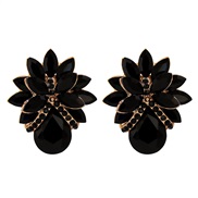( black) occidental style  fresh flowers bag fully-jewelled temperament woman fashion ear stud