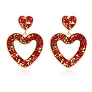 (   )occidental style creative retro Alloy diamond heart-shaped hollow earring   fashion earrings F