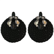 ( black) occidental style fashion personality Earring Round ear stud diamond weave earringsearrings