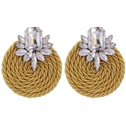 ( yellow) occidental style fashion personality Earring Round ear stud diamond weave earringsearrings