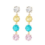 ( blue)occidental style fashion arring Alloy mosaic brilliant color big gem earrings pendant creative ear stud