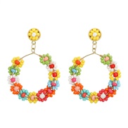 occidental style woman earrings Alloy beads twining creative arring beads handmade weave flowers earring fashion