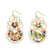 (color  white)new trend fashion ear stud all-Purpose handmade weave beads flowers earring Bohemia temperament ethnic sty