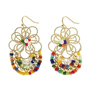 ( Color)new trend fashion ear stud all-Purpose handmade weave beads flowers earring Bohemia temperament ethnic style ear
