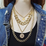 (  Gold  necklace)occidental style  personality exaggerating chain sweater chain  brief woman pendant multilayer necklac