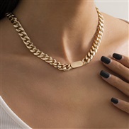 ( Gold )occidental style  head geometry  brief personality Metal buckle head chain necklace