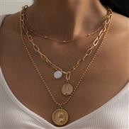 ( Gold  )occidental style  brief necklace woman  imitate Pearl beads chain chain